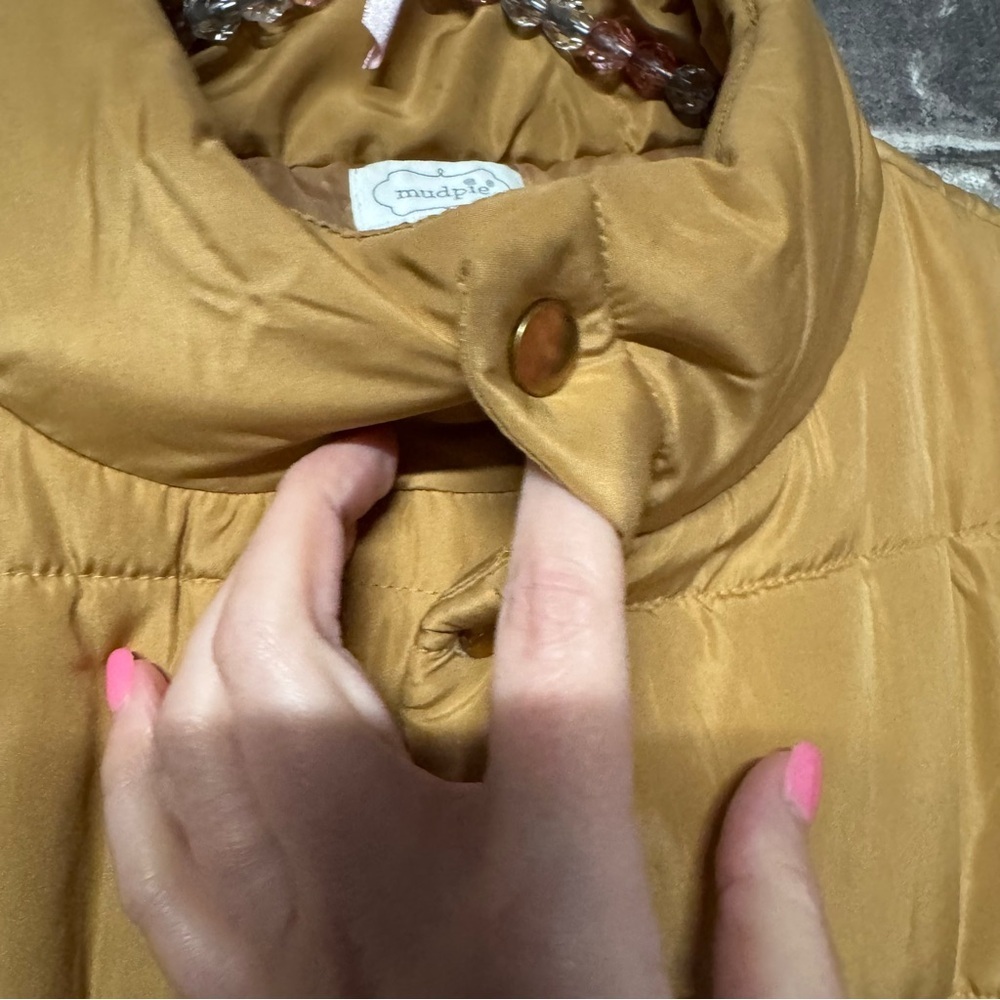 Mud Pie puffer vest Tan light brown snap buttons pockets - Picture 5 of 8